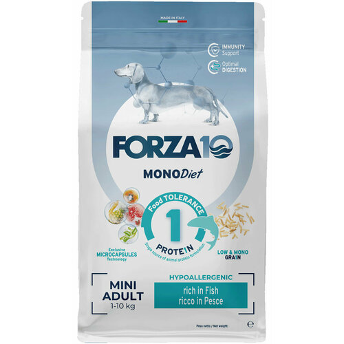 FORZA10 DOG MINI DIET монобелковый для взрослых собак маленьких пород при аллергии с рыбой (1,5 кг х 6 шт) фото, описание