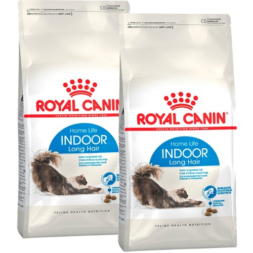 ROYAL CANIN INDOOR LONG HAIR для взрослых кошек живущих дома для вывода шерсти (2 + 2 кг) фото, описание