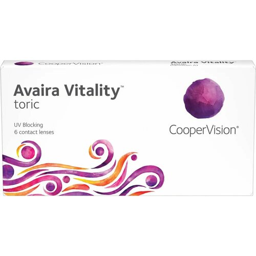 Контактные линзы CooperVision Avaira Vitality toric., 6 шт., R 8,5, D -5,75, CYL: -1,25, AХ: 130, прозрачный, 1 уп. фото, описание