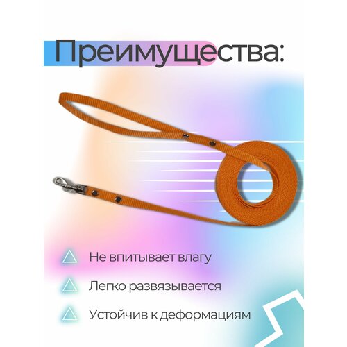 Поводок Хвостатыч для собак нейлоновый классический 5 м х 10 мм (оранжевый) фото, описание