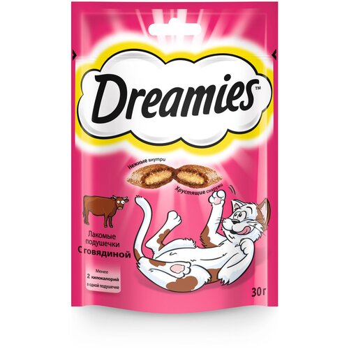 Лакомство для кошек  Dreamies Лакомство для кошек Dreamies подушечки, 30 г мясо фото, описание