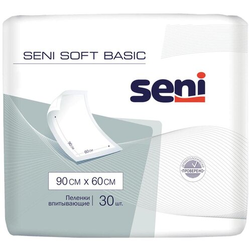 Пеленки впитывающие одноразовые медицинские Seni Soft Basic 90х60 см, 30 шт. фото, описание