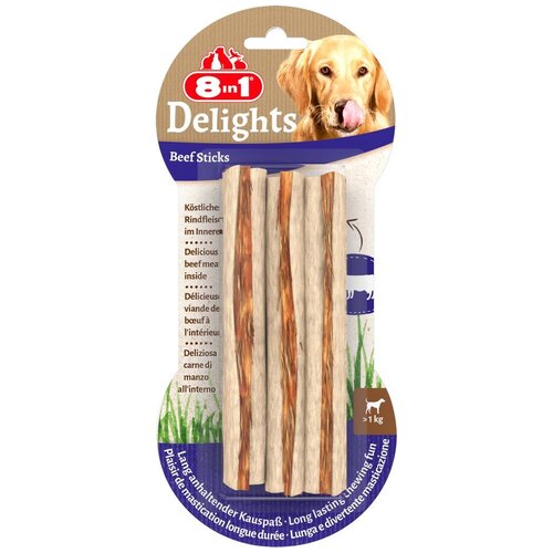 Лакомство для собак 8 In 1 Delights Beef Sticks (13 см), 75 г фото, описание