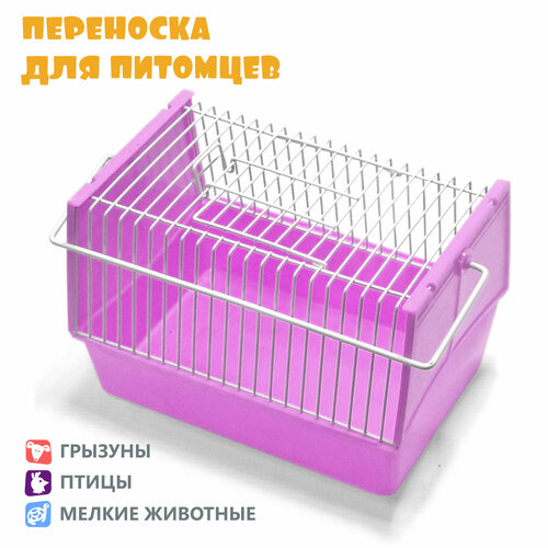 Переноска для хомяка, для крысы, для мелких животных, N1, 21х15х14 см, сиреневая фото, описание