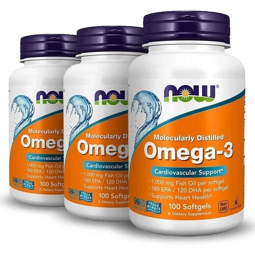 Omega-3 капс., 1000 мг, 450 г, 100 шт., 3 уп. фото, описание