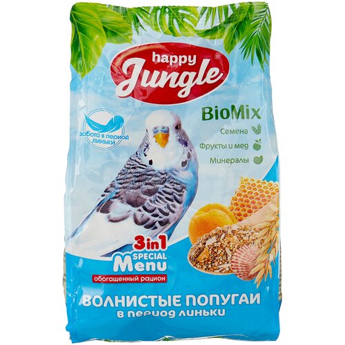 Happy Jungle Корм Special Menu для волнистых попугаев в период линьки, 500 г фото, описание