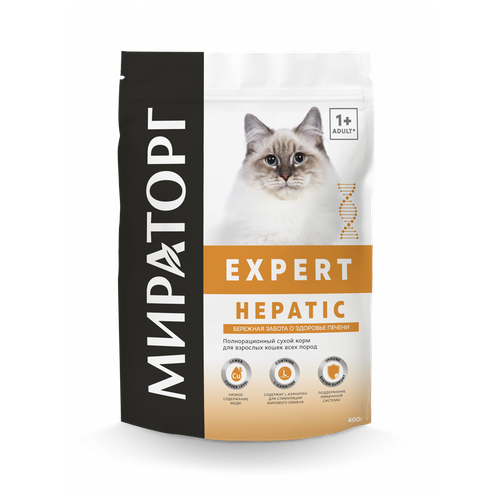 Сухой корм для кошек Мираторг Expert Hepatic при проблемах  с печенью 400 г фото, описание