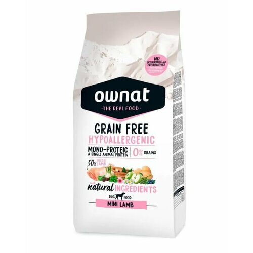 Ownat Grain Free Hypo Сухой корм гипоаллергенный для собак мелких пород, с ягненком, 1 кг фото, описание