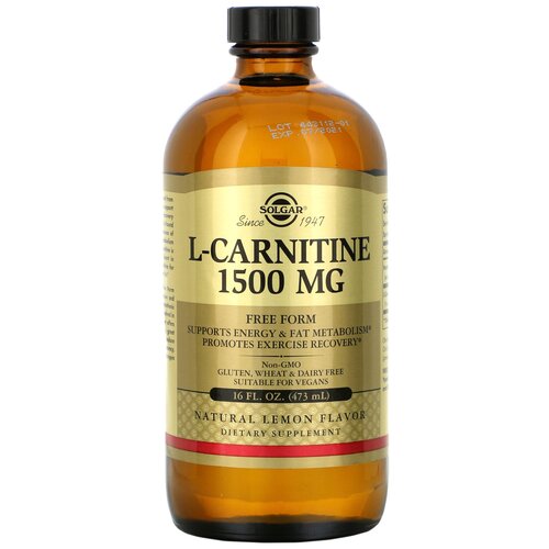 Solgar L-Carnitine фл., 1500 мг, 473 мл, лимон фото, описание