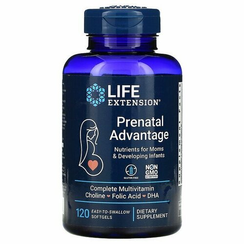 Life Extension Life Extention Prenatal Advantage (Витамины для беременных) 120 легко проглатываемых капсул фото, описание