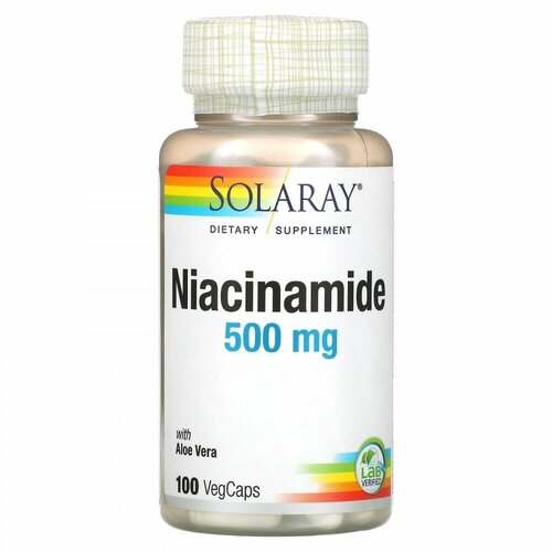 Solaray Niacinamide 500 mg Vitamin B-3 (Никотинамид 500 мг витамин В-3) 100 вег капсул (Solaray) фото, описание