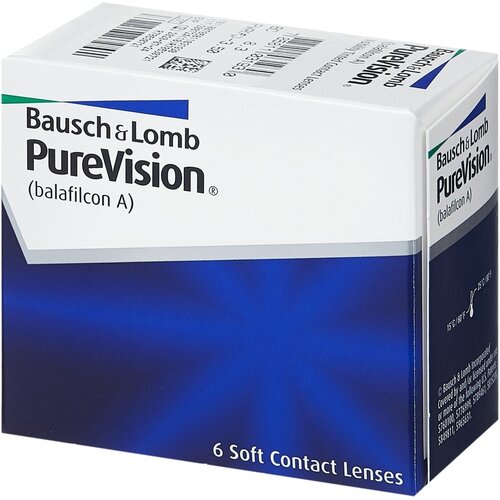 Контактные линзы Bausch & Lomb PureVision, 6 шт., R 8,6, D -10,5 фото, описание