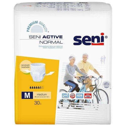 Трусы - подгузники впитывающие для взрослых Seni ACTIVE NORMAL medium (обхват 80-110 см), 30 шт. фото, описание