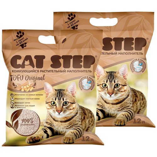 CAT STEP TOFU ORIGINAL - Кэт степ наполнитель комкующийся для туалета кошек (12 + 12 л) фото, описание