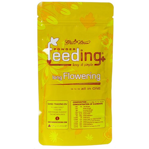 Удобрение для растений Powder Feeding Long Flowering 125 гр, удобрение на стадию цветения (9 недель и более) фото, описание