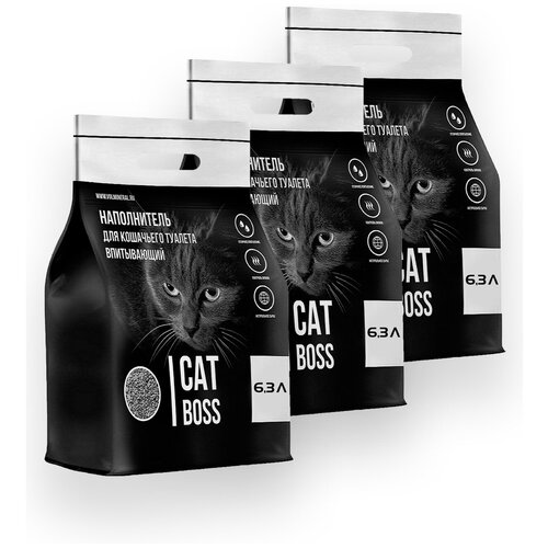 Наполнитель для кошачьего туалета впитывающий CatBoss, 18,9 л (3х 6,3л) фото, описание