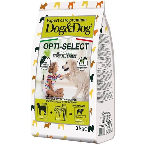 Сухой корм Dog&Dog Expert Premium Opti-Select для взрослых собак всех пород с ягненком 3кг фото, описание