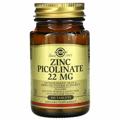 Zinc Picolinate 22 mg 100 таблеток Цинк Solgar фото, описание