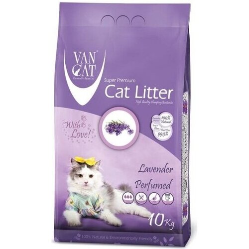 Комкующийся наполнитель Vancat VAN CAT Lavender для кошачьих туалетов без пыли с ароматом лаванды 5 кг фото, описание