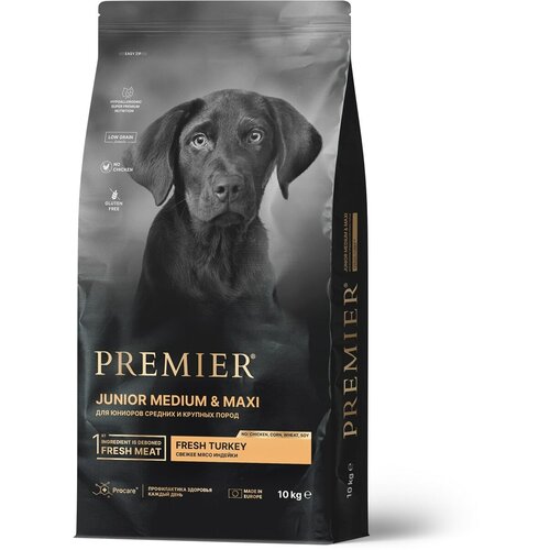 Сухой корм для собак Premier Dog Turkey JUNIOR Medium&Maxi (Свежее мясо индейки для юниоров средних и крупных пород) 10 кг. фото, описание