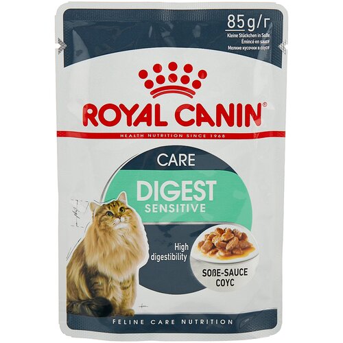 корм для кошек Royal Canin Digest Sensitive, при проблемах с ЖКТ, при чувствительном пищеварении 14 шт. х 85 г (кусочки в соусе) фото, описание