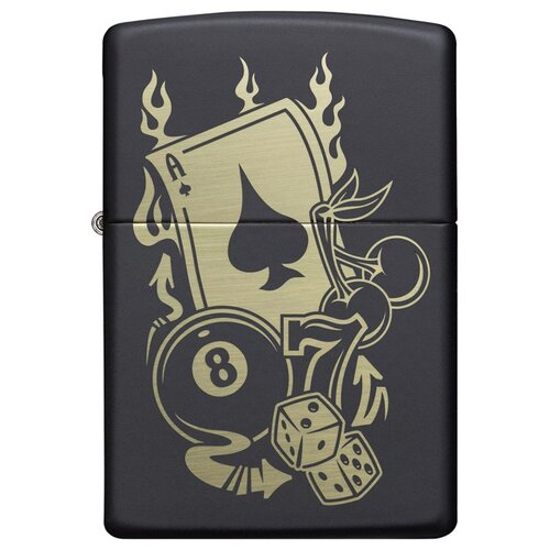 Оригинальная бензиновая зажигалка ZIPPO 49257 Gambling Design с покрытием Black Matte - Азартные Игры фото, описание