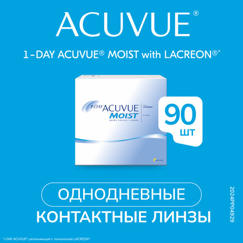 Контактные линзы ACUVUE 1-DAY MOIST with Lacreon, 90 шт., R 8,5, D +4,5 фото, описание