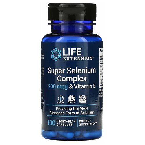 Life Extension Super Selenium Complex 200 mcg & Vitamin E (Cелен и Вит. Е) 100 капсул (Life Extension) фото, описание