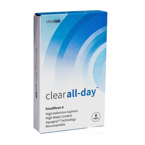 Контактные линзы Clearlab Clear All-day, 6 шт., R 8,6, D -6,5, 1 уп. фото, описание