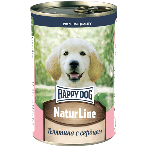 корм для щенков Happy Dog NaturLine, телятина, сердце 1 уп. х 1 шт. х 410 г фото, описание