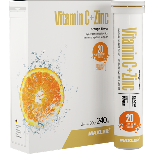 MAXLER Vitamin C + Zinc таб. шип., 240 г, 20 шт., 3 уп., апельсин фото, описание