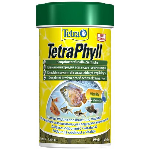 Сухой корм  для  рыб, ракообразных Tetra TetraPhyll Flakes, 100 мл, 33 г фото, описание