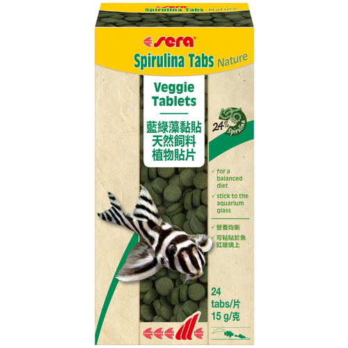 Сухой корм  для  рыб Sera Spirulina Tabs Nature, 24 мл, 15 г24 шт. в уп. фото, описание