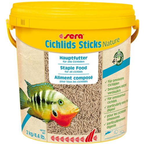 Сухой корм  для  рыб Sera Cichlids Sticks Nature, 10 л, 2 кг фото, описание