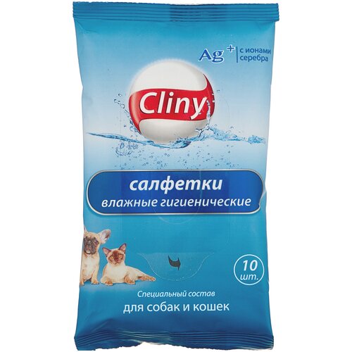 Салфетки Cliny влажные гигиенические для собак и кошек , 60 г фото, описание