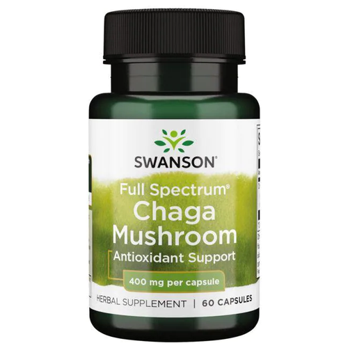 Swanson Full Spectrum Chaga Mushroom (Гриб чага полного спектра) 400 мг 60 капсул фото, описание