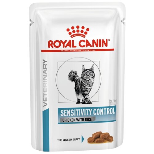 Влажный корм для кошек Royal Canin Sensitivity при проблемах с ЖКТ, при аллергии, с курицей, с рисом 85 г (кусочки в желе) фото, описание