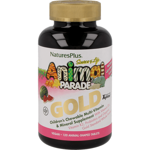 Nature's Plus, Animal Parade Gold Multivitamin, добавка для детей с мультивитаминами и минералами, 120 таблеток (арбуз) фото, описание