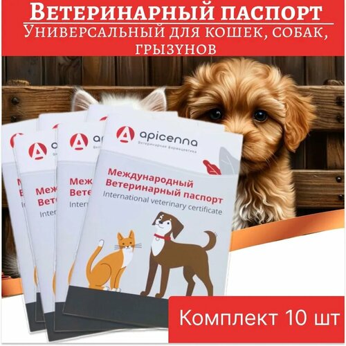 Комплект Ветеринарный паспорт универсальный для кошек, собак, грызунов, 10 штук фото, описание