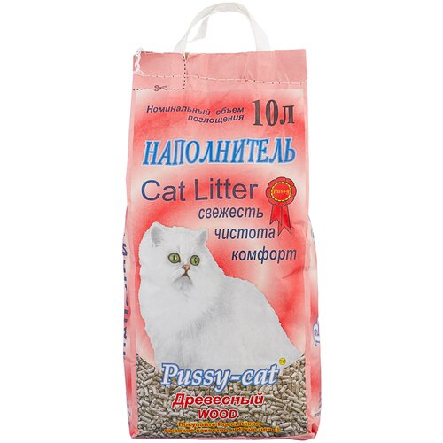 Впитывающий наполнитель Pussy-Cat Древесный, 10л, 1 шт. фото, описание