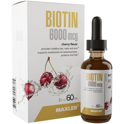 MAXLER Biotin фл., 6000 мкг, 120 г, вишня фото, описание