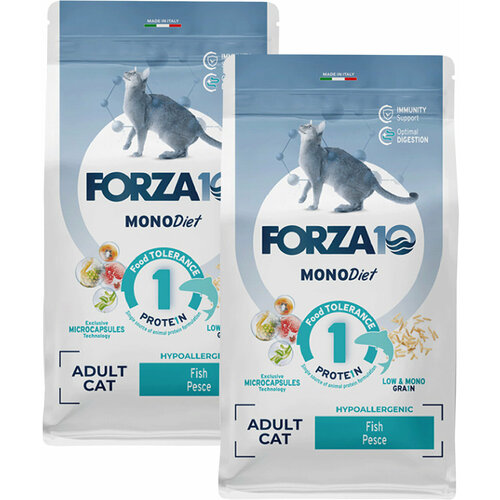 FORZA10 CAT MONODIET для взрослых кошек при аллергии с рыбой (1,5 + 1,5 кг) фото, описание