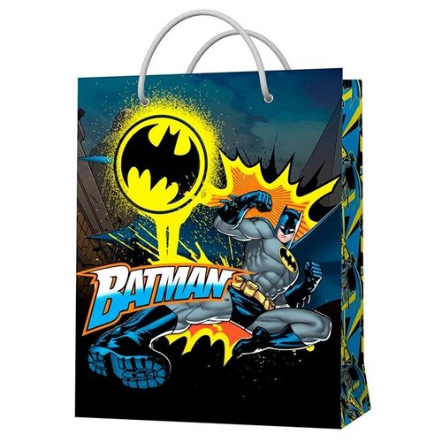 Пакет подарочный Batman, большой, 33.5 × 40.6 × 15.5 см, цвет сине-чёрный фото, описание