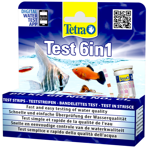 Tetra Test 6в1 тесты для аквариумной воды, 25 шт., 15 г, набор фото, описание