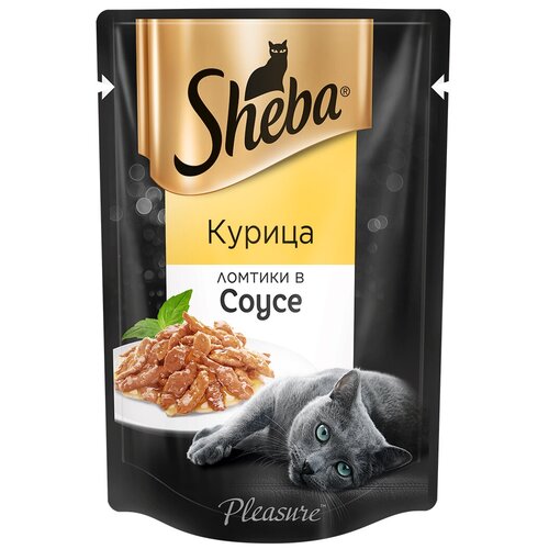 Влажный корм для кошек Sheba с курицей. Ломтики в соусе. Курица 75 г (кусочки в соусе) фото, описание