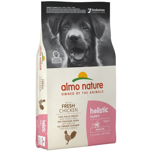 Сухой корм для собак Almo Nature Holistic Medium Puppy Chicken and Rice 1 шт. х 12000 г фото, описание