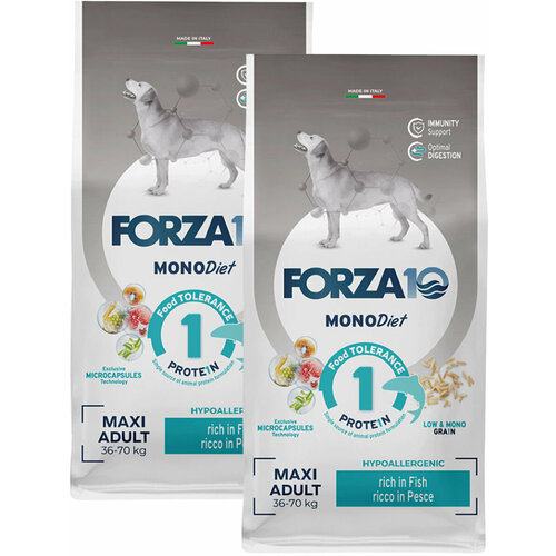 FORZA10 DOG MAXI DIET монобелковый для взрослых собак крупных пород при аллергии с рыбой (12 + 12 кг) фото, описание