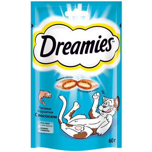 Лакомство для кошек  Dreamies Подушечки, 60 г лосось фото, описание