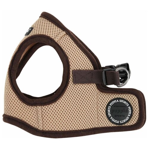 Шлейка Puppia Soft vest harness B, обхват шеи 28  см, бежевый/черный, M фото, описание