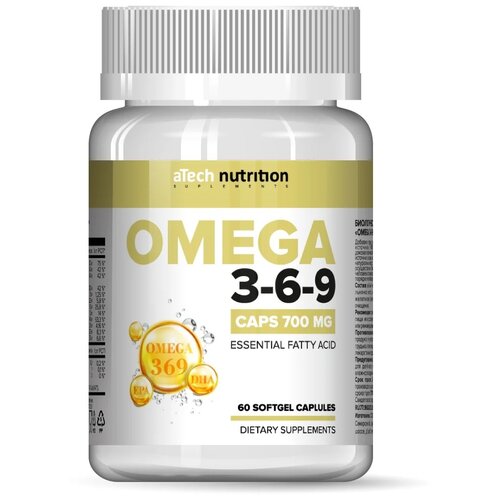 Капсулы aTech Nutrition Omega 3-6-9, 0.7 г, 60 шт. фото, описание